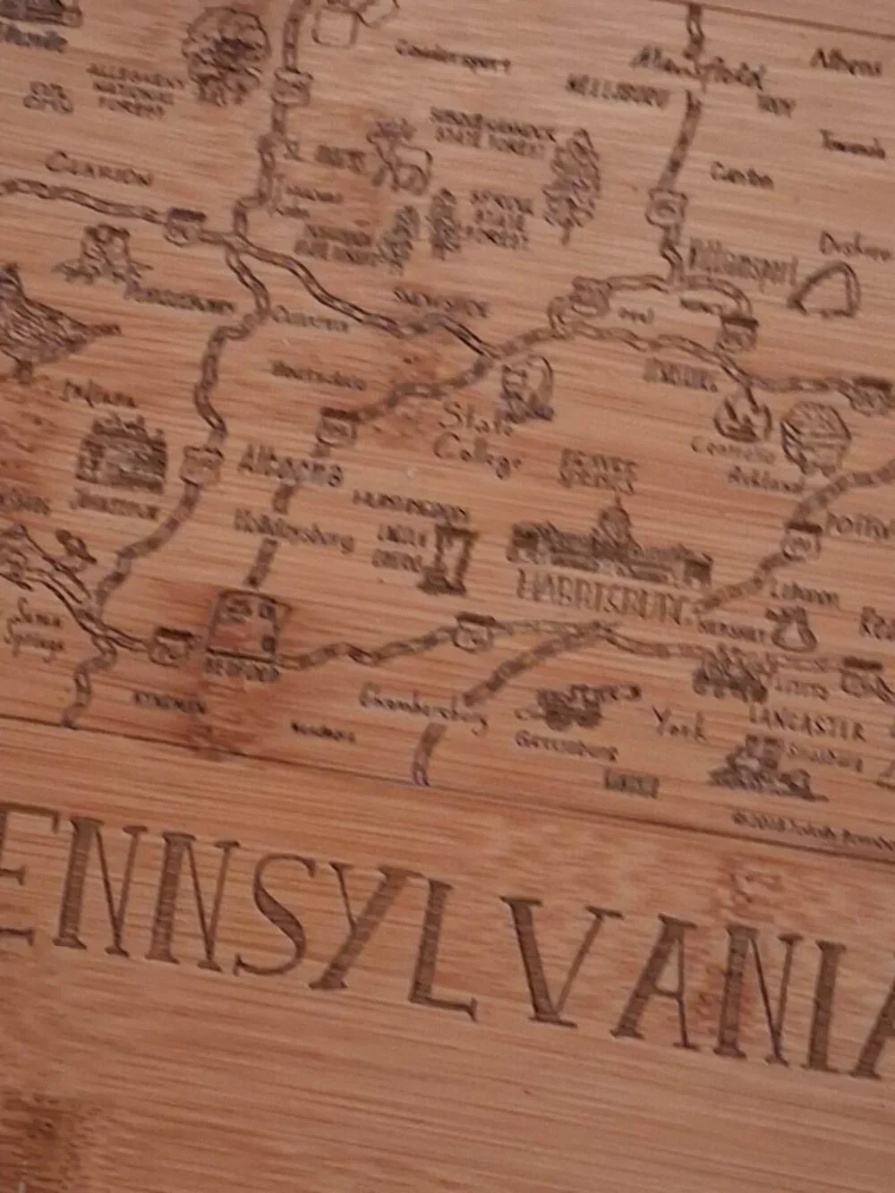 Pennsylvania Kitchen Bamboo Board